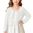 thumbnail image 2 of Dlentnea Girls Cardigan Sweater Kids Knit Cover up Button Tops Hollow out Long Sleeve Cardigans Clothes, 2 of 8