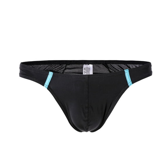 HUPOM Mens Underwear Boxer Briefs Male Thongs Medium waist Comfort Waist Solid Thong Black 2XL