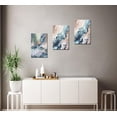 thumbnail image 4 of Abstract Blue Canvas Wall Art Modern Ocean Painting 3piece Khaki Artwork Home Decor for Bedroom Framed Wash Ink Picture, 4 of 6