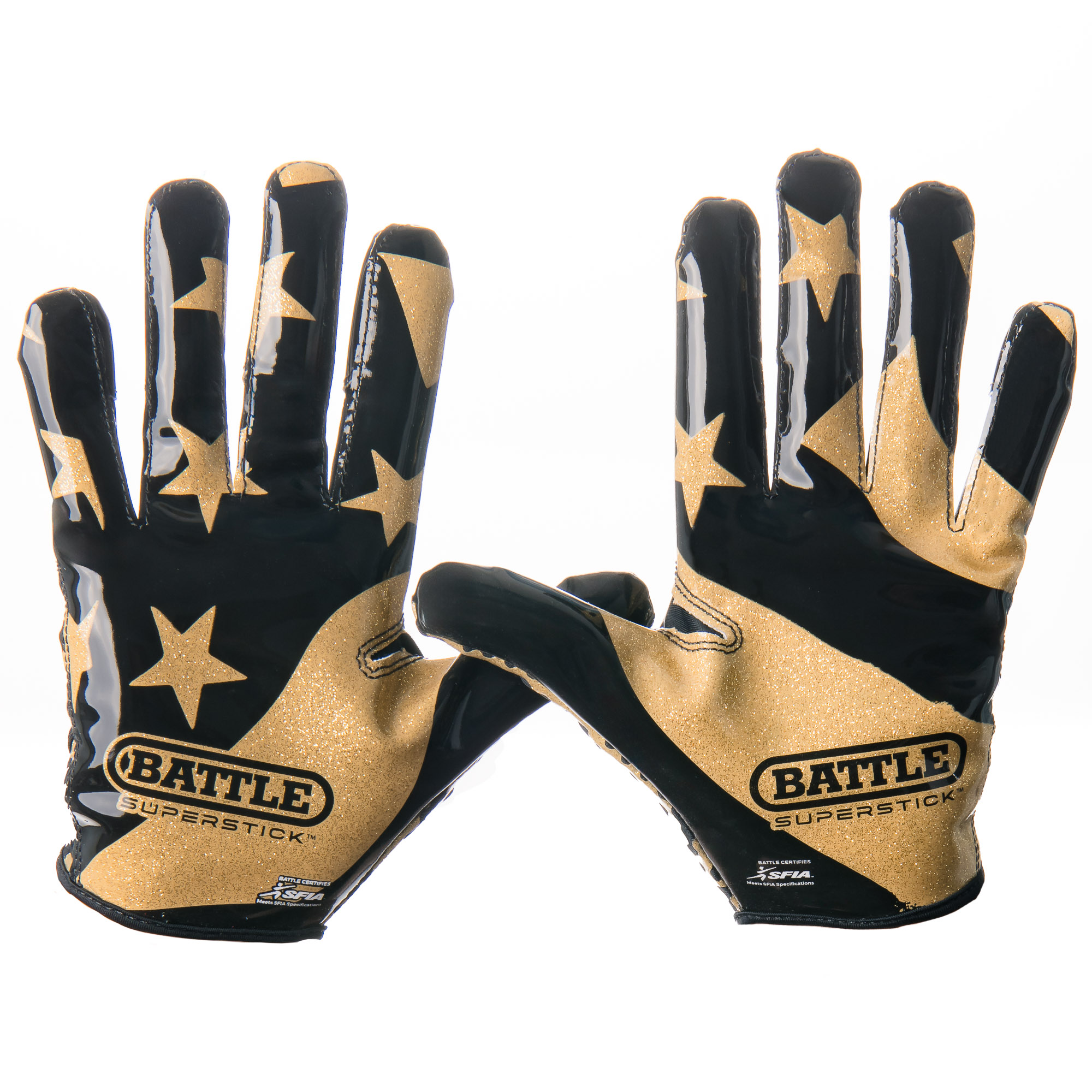Battle Sports Youth "USA Flag" Chameleon Receiver Football Glove - Black/Gold - Large