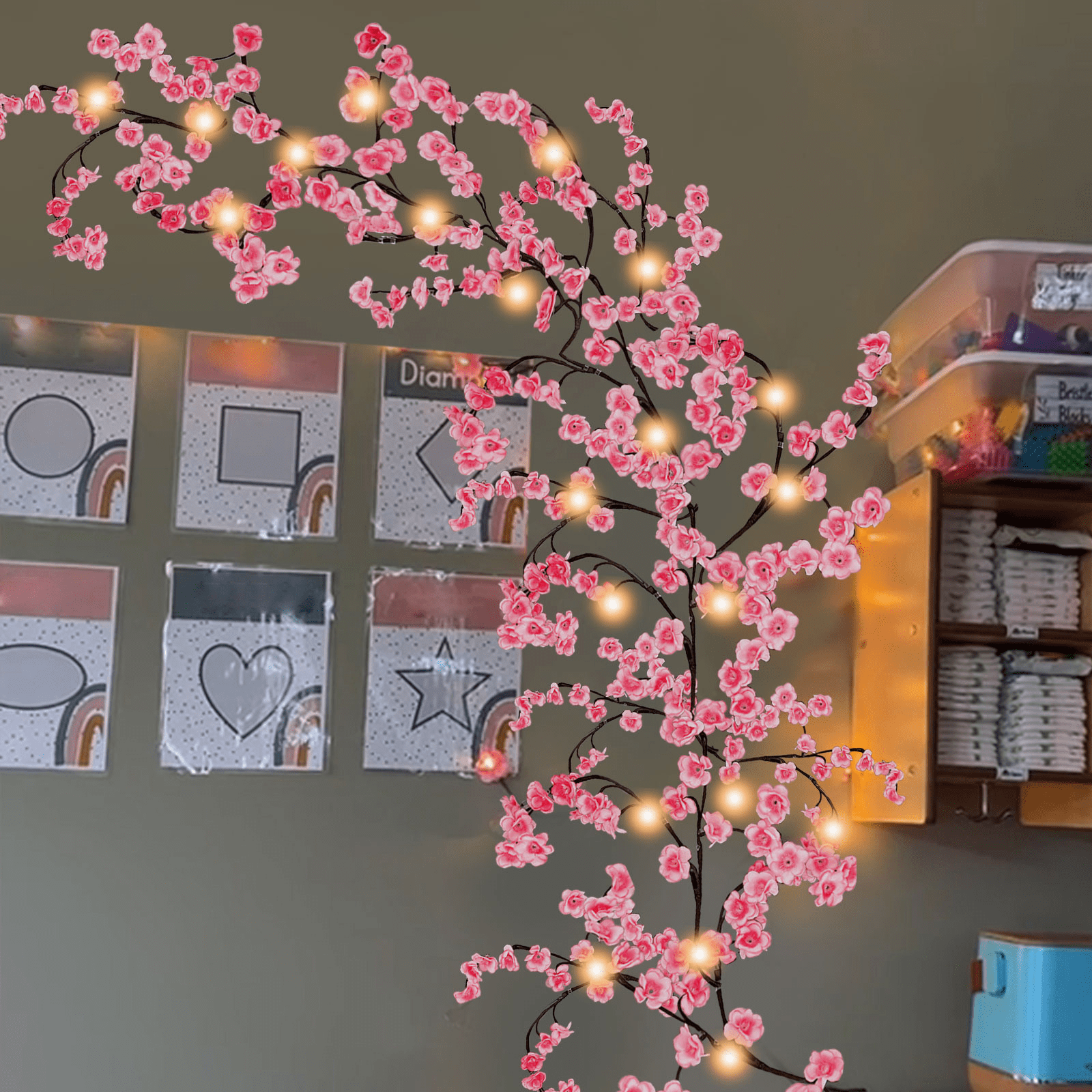 2 Pcs Cherry Blossom String Lights Vine Style String Lights Bedside And Wall Decorative Lights Led Chandelier String Lights For Bedrooms Trees And Indoor Walls Usb Powered
