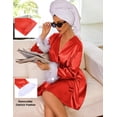thumbnail image 2 of Ekouaer Women's Satin Robes Long Sleeve Silk Robe Bride Bridesmaid Robes Bridal Robes Soft Kimono Bathrobe, 2 of 6
