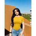 thumbnail image 6 of MOYIKO Crewneck Short Sleeve Bodysuit for Women Slim Fitted Tight Basic Summer Tops, 6 of 7