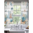thumbnail image 2 of Teal Blue Coastal Sheer Curtains 63 Inch Length 2 Panels Set Window Treatments, Summer Beach Starfish Shell Coral Nautical Vintage Semi Curtains for Living Room/Bedroom/Kitchen, 104"W x 63"L, 2 of 7