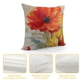 thumbnail image 4 of Nawypu  Red Yellow Poppy Flower Sofa Decorative Beige Throw Pillow Case Cushion Cover Square, 4 of 5