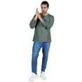 thumbnail image 2 of Atasi Long Sleeve Kurta For Men Solid Slub Cotton Round Neck Ethnic Shirt-6994, 2 of 7