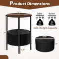 thumbnail image 3 of Costway 2 Pcs Table d'Appoint Ronde avec Panier de Rangement en Feutre Cadre en Métal Robuste pour Chambre, 3 of 10