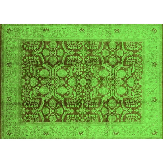 Ahgly Company Indoor Rectangle Oriental Green Traditional Area Rugs, 8' x 10'