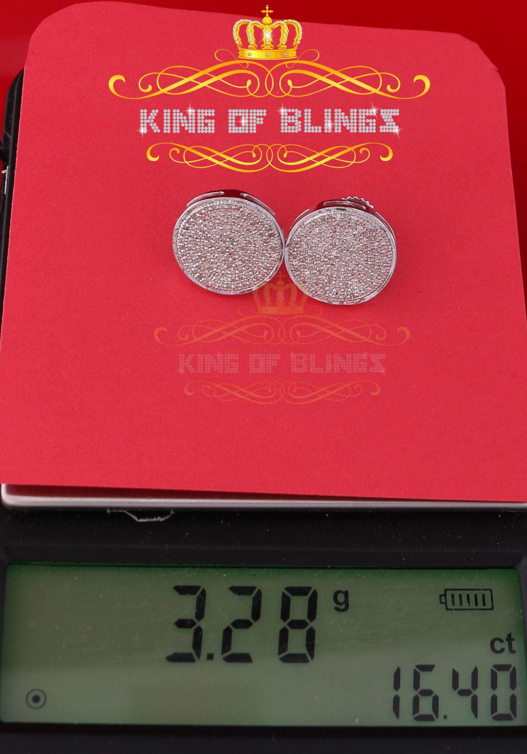 King of Bling's 925 Sterling Silver White Hip Hop 0.50ct Diamond Men's & Women's Stud Earrings