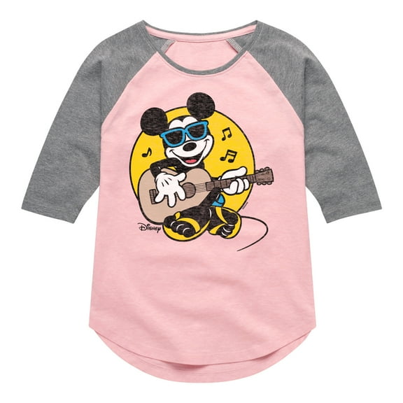 Disney - Mickey & Friends - Singing & Playing the Guitar - Flipflops & Sunglasses - Toddler And Youth Girls Raglan Graphic T-Shirt
