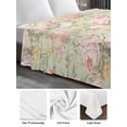 thumbnail image 6 of Pink Flowers Twim XL Size Flat Sheet, Wrinkleproof & Fadeproof Cooling Flat Bed Sheet Only, Green Country Botanical Floral Leaves Breathable Soft Bedding Top Sheets 66 x 102 Inches, 6 of 8