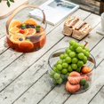 thumbnail image 2 of Frutero portátil de plástico nórdico transparente para vino helado, aperitivos, cesta de almacenamiento de frutas, asa de cuero liso S, 2 of 8