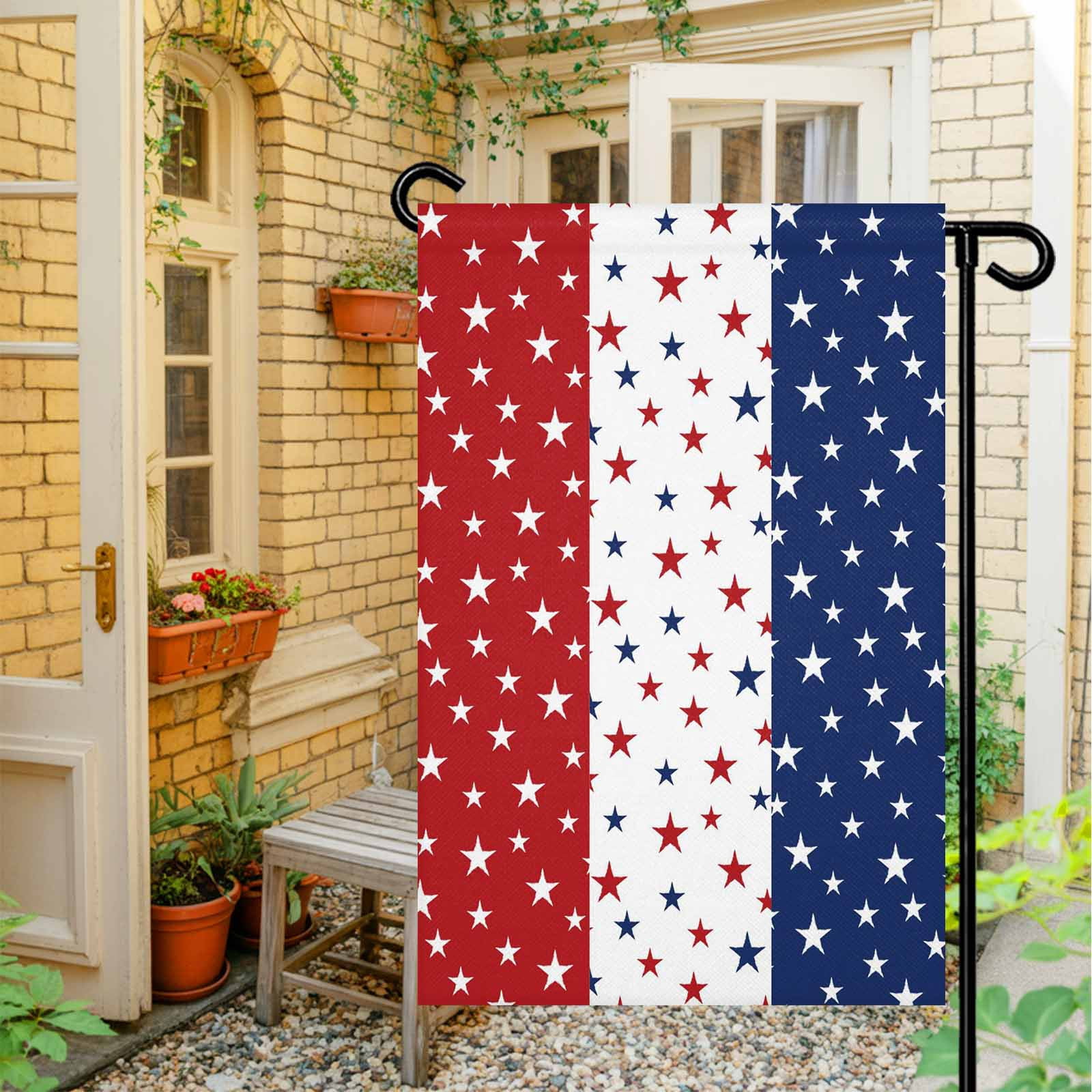 4th of July Garden Flags Patriotic Stars USA Flag Garden Flag Double Sided Welcome Flag Red White and Blue Stripes Independence Day Yard Flags for Outdoor Lawn Porch Memorial Day Decor 28x40 Inch
