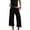 Black, variant on Women's Casual Wide Leg Cropped Pants Low Rise Fold Over Stretch Gaucho Pants for Summer Beach Holiday Streetwear,Black 3XL