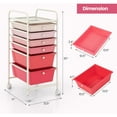 thumbnail image 3 of 6 Drawer Rolling Storage Cart, Art Cart Organizer for Kids, Utility Cart with Drawers on Wheels, Multi-functional Craft Cart for Home Office School Classroom (Gradient Pink, 6 Drawers), 3 of 9