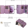 thumbnail image 2 of Wallet Case for Samsung Galaxy A34 5G, 9 Card Holder Slots Zipper Pocket Handbag Case Magnetic Closure Kickstand with Wrist Strap TPU Shockproof Flip Case - Retro Purple, 2 of 15