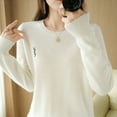 thumbnail image 3 of Women Long Crewneck Knitted YAMXUN Sweater Chic Pullover Female Black White Christmas Letter Sweater Warm Jumper Designer, 3 of 6