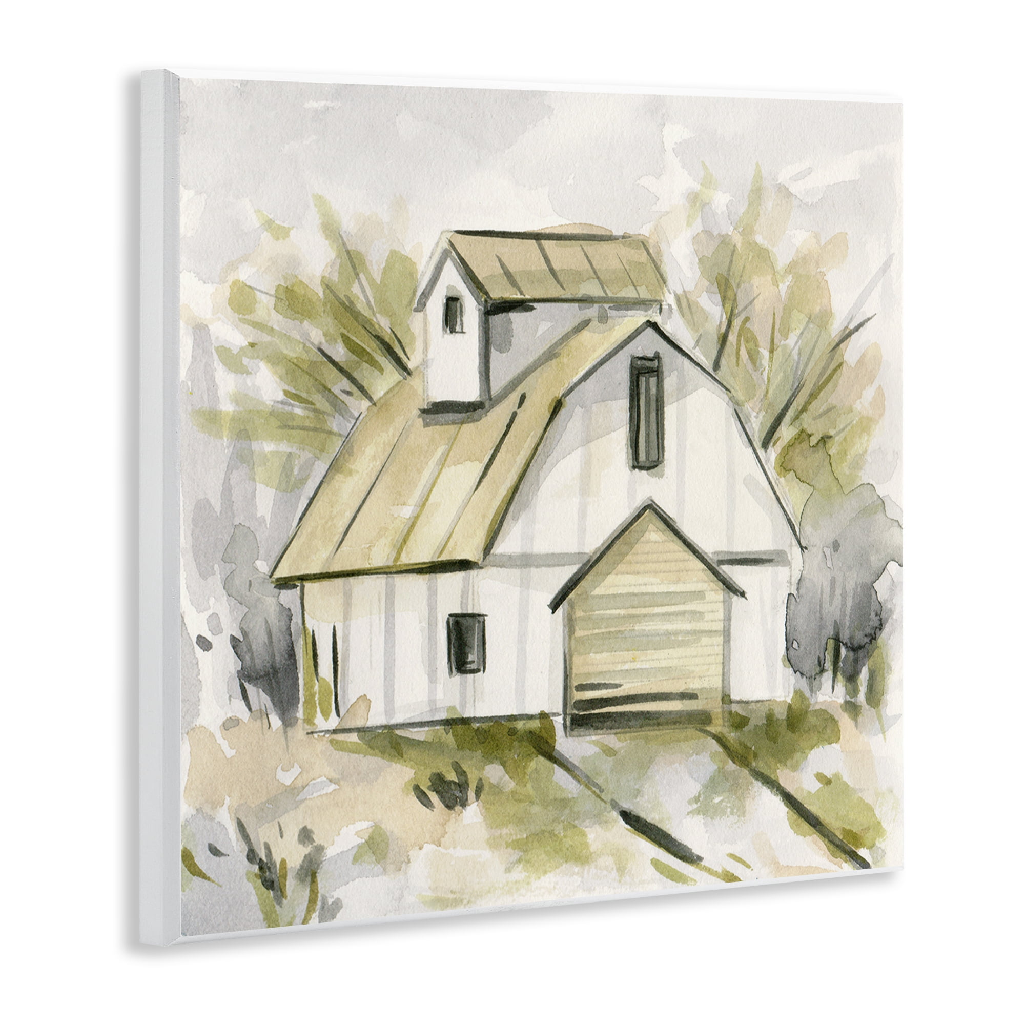 Stupell Industries Soft Neutral Barn Scenery Painting Unframed Art Print Wall Art, 12 x 12