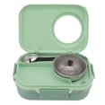 thumbnail image 2 of Thermal Lunch Box 1100ml Double Layer 3 Grid Design 304 Stainless Steel Bento Box with Chopsticks Spoon Soup Bowl Green, 2 of 7