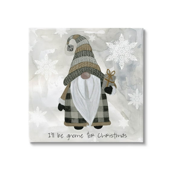 Stupell Industries Gnome For Christmas Phrase Graphic Art Gallery Wrapped Canvas Print Wall Art, Design by Livi Finn