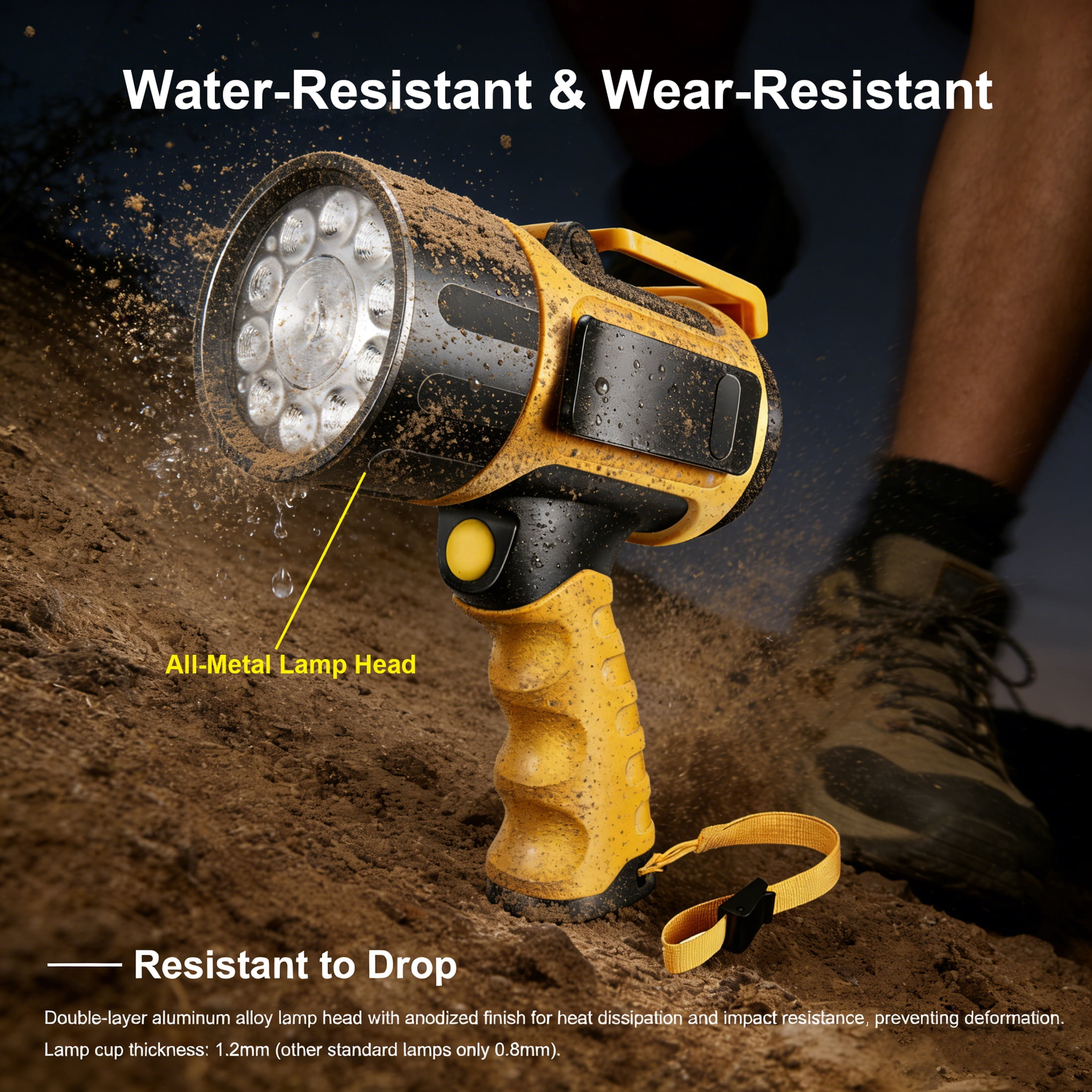 EZBY 150000 Lumens Rechargeable Flashlight, High Powered LED Handheld Spotlight,12800mAh Rechargeable Battery,USB Output Power Bank, Aluminum Alloy Body for Camping Outdoor Emergency Work