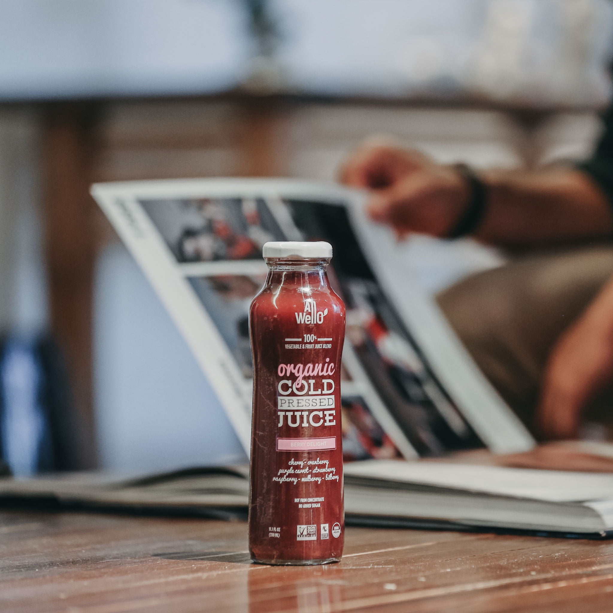 AllWellO Organic, Cold Pressed Berry Delight Juice, 11.1 oz Bottle