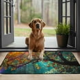 thumbnail image 3 of GOSMITH Felt Square Floor Mat - Anti Slip Recycled Rubber Backing - Burlap Felt Top - Outside Entry Yard Floor Patio - Rainbow-Colored Fruit Design 19.68*39.37 in, 3 of 6