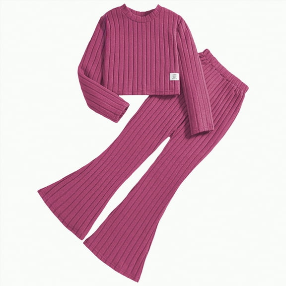 Ccpelsie Girls 2 Piece Outfits Fashion Long Sleeve Pullover Sweatshirt Sweatpants Jogger set Sweatsuit for Toddler Big/Little Kid(Hot Pink,9-10 Years)