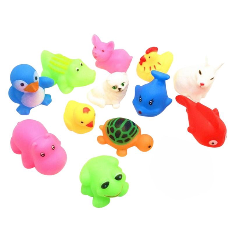 13pcs Safe Bath Toy for Baby Toddler, Animal Pinching Voice Toys Float Squeaky Bathing Water Animal Toy, Swimming Tub Bathtub Pool Cute Swimming Toy for Boys Girls