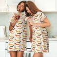 thumbnail image 4 of Fotbe Dachshund Bata de Dormir para Mujer con Estampado, Camisón de Algodón de Manga Corta, Ropa de Dormir Casual, 4 of 6