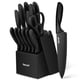 thumbnail image 1 of Juego de Cuchillos de Cocina hecef de 15 Piezas con Bloque de Madera - Acero de Alto Carbono, Negro, 1 of 11