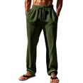 thumbnail image 2 of Pantalones largos para hombre, de color liso, con cordón, informales, de moda, largos, para hombre, 2 of 9