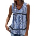 thumbnail image 1 of Birdeem Mode Femme Été Sans Manches Col en V Chandail Imprimé Blouse Décontractée, 1 of 5