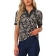 thumbnail image 1 of INSPIRE CHIC Blusa Floral De Manga Corta Con Cuello En V Para Mujer Negro XS, 1 of 5