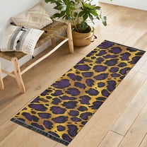 Yayeee Runner Rug for Bedroom 2'x6' Machine Washable Hallway Non Slip Mat, Purple Leopard Print