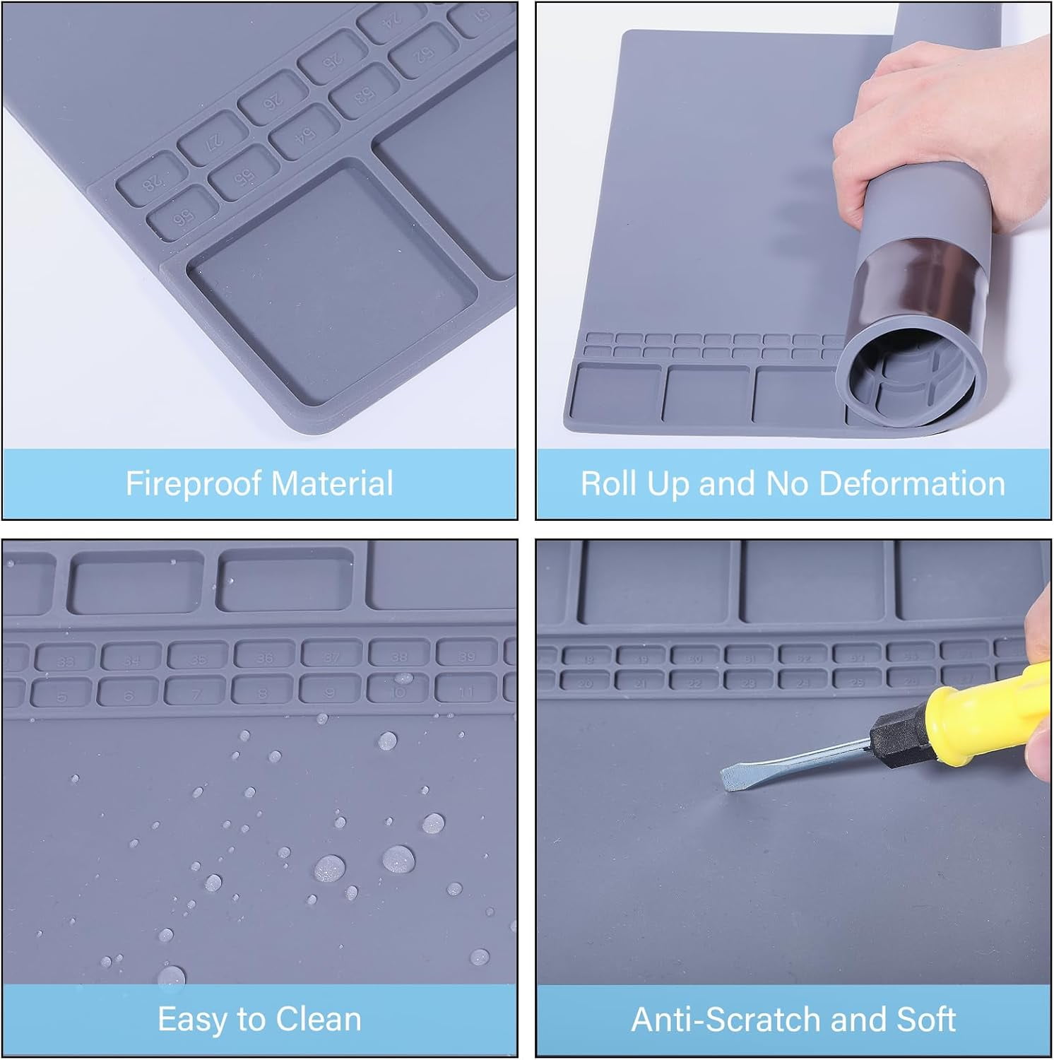 Silicone Mats Heat Resistant Mat Rectangle Gray 400x301x5mm