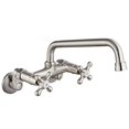 thumbnail image 2 of Wall Mount Kitchen Faucet Brushed Nickel Double Cross Handle Commercial 3 Inch to 9 Inch Adjustable Spread Mixer Tap with 9 inch Spout Reach, 2 of 15