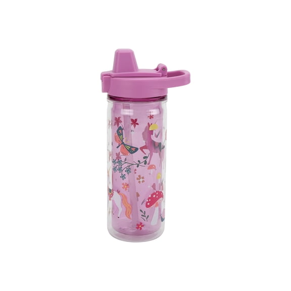 Mainstays Kids 14 oz Multicolor Fairy Garden Tritan Double-Wall Insulated Water Bottle
