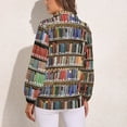 thumbnail image 2 of Library Bookshelf Long Sleeve Blouse Woman Streetwear Casual Shirts Summer Oversize Woman Streetwear Clothing Birthday Present, 2 of 7