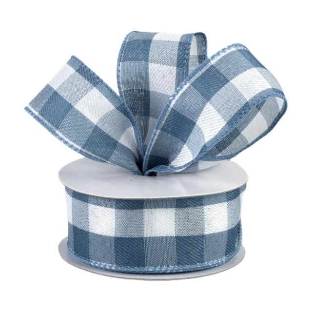 Cinta Meseey Dusty, arpillera a cuadros de búfalo azul/blanco, 3,8 cm