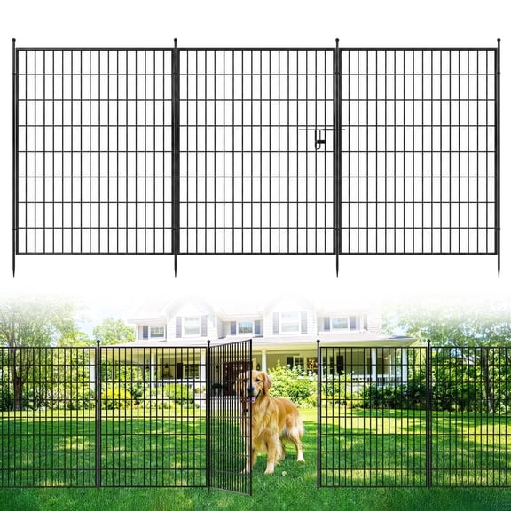 5 Pack Garden Fence, 40"H Garden Fencing Animal Barrier, Metal No Dig Fence, Dog Fence Outdoor for Yard, Dog Playpen Outdoor Decorative Garden Fences for Yard Patio