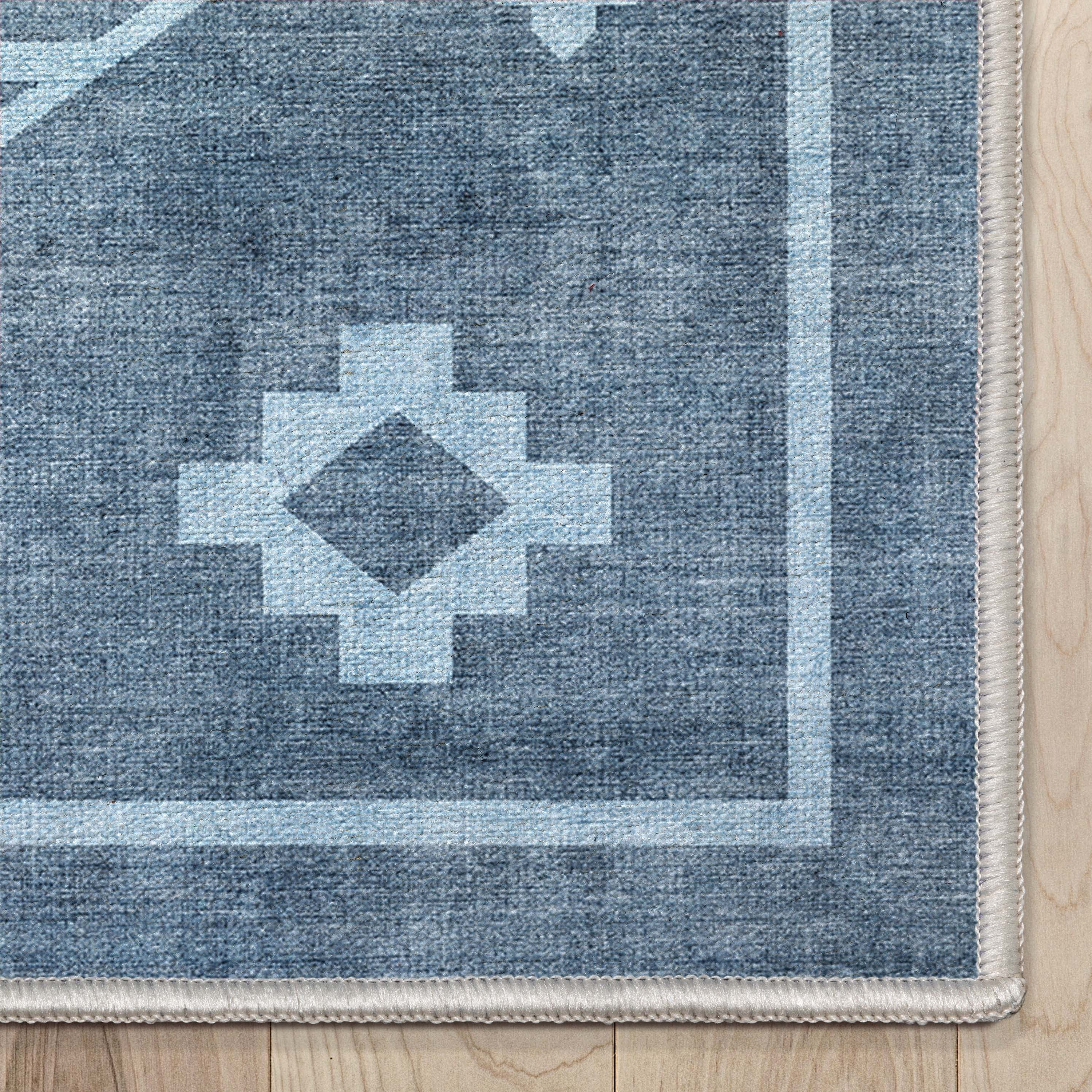 Well Woven Apollo Bottineau Vintage Southwestern Blue Flatweave 5'3" x 7'3" Area Rug