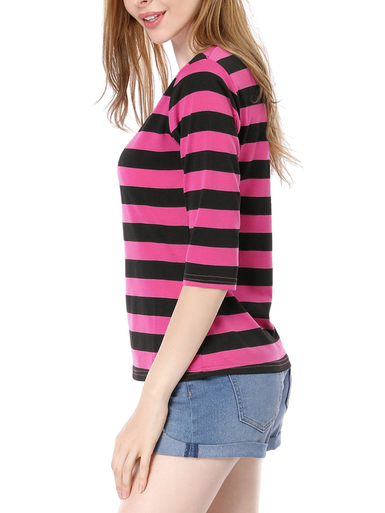 DARING DIVA Women's Halloween Costume 1/2 Sleeve Floral Top M Fuchsia Black