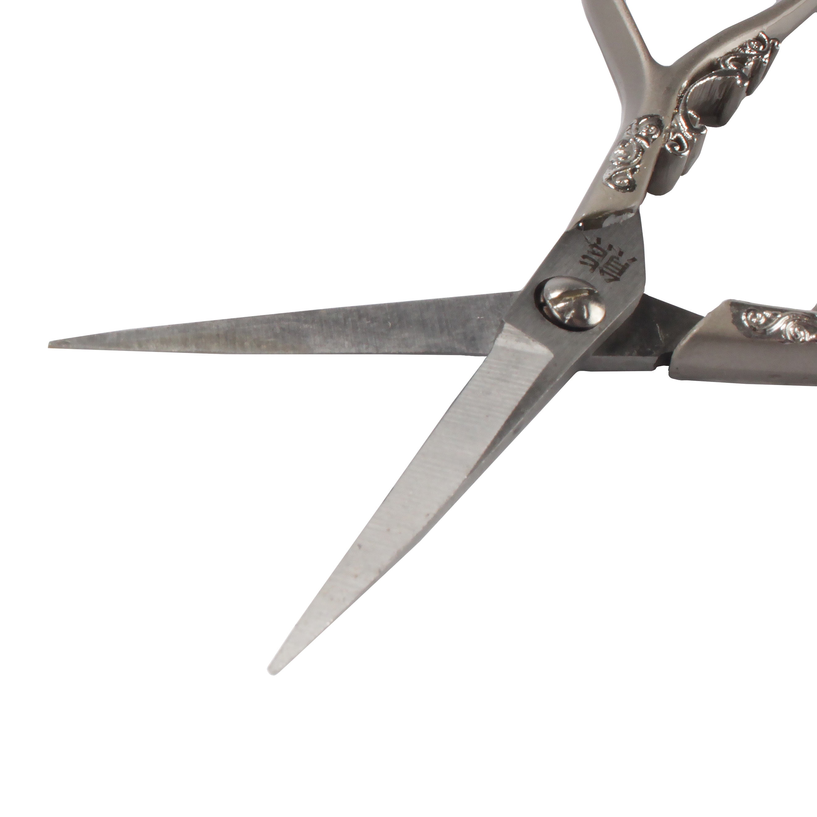 JubileeYarn Heirloom Craft Embroidery Scissors w/ Brushed Nickle Handles and Silver Classic Scrollwork Motif