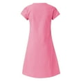 thumbnail image 5 of Robes pour Femmes Liquidation Femmes Manches Courtes Col en V Décontracté Chaud Vacances Couleur Unie Mini Robe Droite Coton Lin Robe T-Shirt Printemps Été Robes pour Femmes, 5 of 5