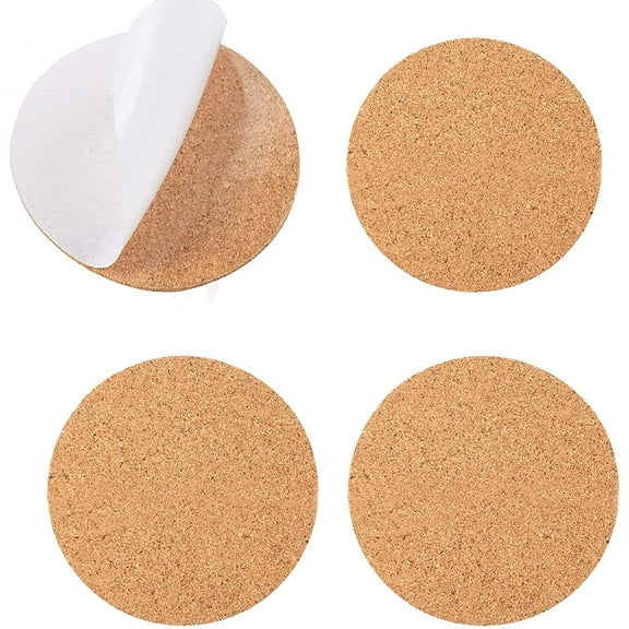 24Pcs Self-Adhesive Mini Backing Cork Coasters Tiles Sheets Round 4" for DIY Coasters and DIY Crafts Cork Board, Cork Tiles, Cork Mat (Round 24pcs)
