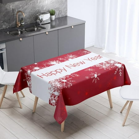 

Xmarks Rectangle Christmas Tablecloth - Xmas Themed Snowflake Print Tablecloth Table Cover for Holiday Dinner Party Kitchen Decoration