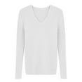 thumbnail image 5 of Women's V-Neck Ribbed Knit Pullover Sweater, Slim Fit Soft Stretchable Top for Fall Winter, Comfortable Casual Daily Wear, Versatile Layering Piece for Various Occasions White XXL, 5 of 7