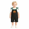 thumbnail image 3 of Unisex kids Corduroy Short Overalls, Pumpkin Felt Appliques Sleeveless Dungarees with Pockets, Comfort Baby Outfit for First Halloween Photoshoots and Pumpkin Patch Visits for 1-7 Years, 3 of 7