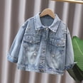 thumbnail image 6 of FAIWAD Toddler Boys Girls Denim Jacket Casual Button up Pearls Jeans Coat Kids Trendy Fall Winter Outwear, 6 of 9
